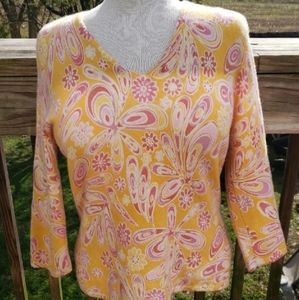 Daniel Bishop Cashmere Floral Sweater Sz Lg